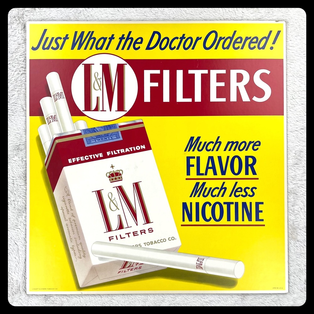 1950s L&M Filters Cigarette Vintage Advertising Sign 22" Cardboard Display‎ USA